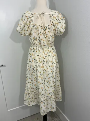 New Love Riche Small White Yellow Floral Off Shoulder Dress thumbnail 3