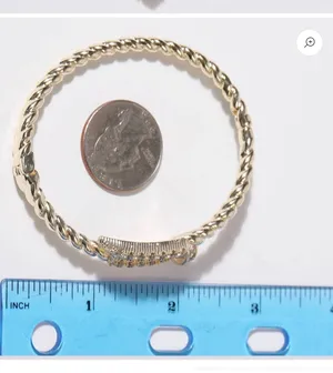 Pave Edge Twisted Gold Plated Bangle Bracelet thumbnail 6