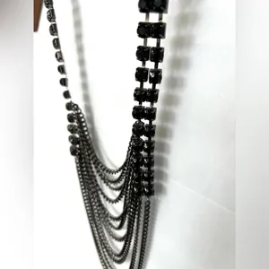 Black Layered Jewel Necklace thumbnail 3