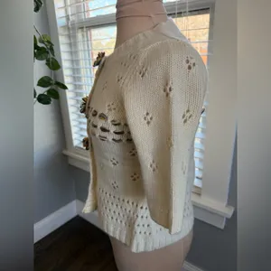 Anthropologie Field Flower Cottagecore‎ Cardigan Wool Blend Coquette Size XS thumbnail 3