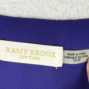 Ramy‎ Brook Purple Silk Metallic Flutter Sleeve Smocked Waist Blouse XS thumbnail 2