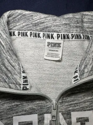 PINK Victoria’s Secret Gray Marled Quarter Zip Sweatshirt Small Y2K Varsity thumbnail 2