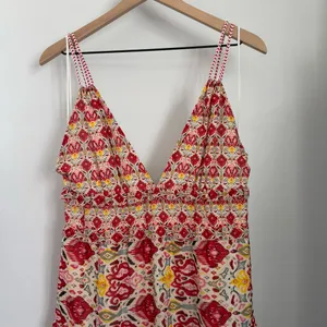 Alice + Olivia 10 Karolina Maxi Dress Braided Strap Tiered Ruffle Ikat Print‎ thumbnail 4
