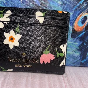 NWT Kate Spade Black Floral Card Holder thumbnail 3