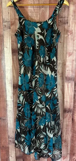 Believe Teal Floral And Animal Print Midi Dress Size‎ 8 thumbnail 1