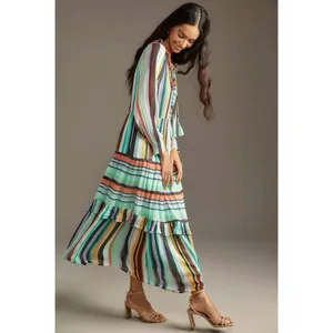 Anthropologie Marais Maxi Tiered Dress Printed Chiffon thumbnail 2