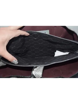 ALDO Black White Snakeskin Print Tote Bag Black Lining thumbnail 11