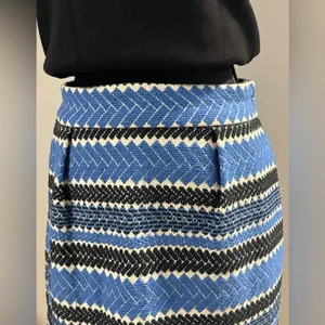 Nomad by Morgan Carper Blue and Black Cotton A-Line Skirt Large thumbnail 2