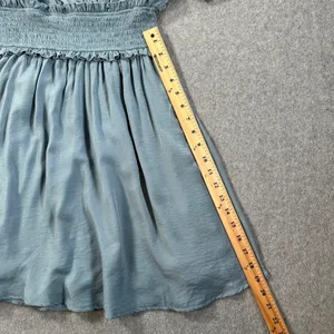 Baltic Born Smocked Waist Mini Dress Women's Small Blue Flutter Sleeve Pleated thumbnail 5