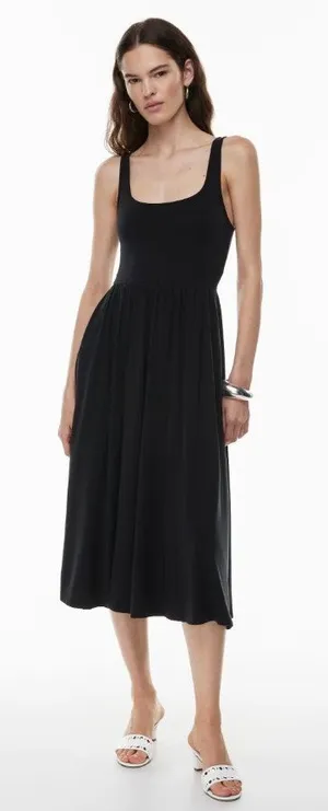 Wilfred Aritzia Black Market Midi Dress Stretchy Sleeveless Flowy Women's Medium thumbnail 1