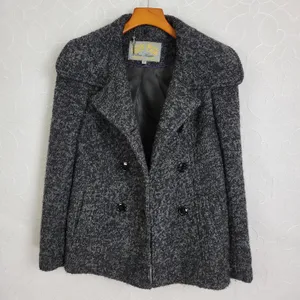 Steve Madden Women's Jacket S Black Wool Blend Collared Double Breasted Pea Coat thumbnail 2