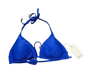 Quince Italian Triangle Bikini Top in Sapphire Blue Size Large NWT! thumbnail 1