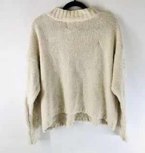 JK America Womens Vintage Sweater Silk Angora Blend Faux Pearls Ivory Size 14/16 thumbnail 3