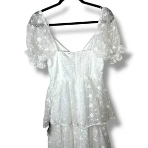 NEW Lulus Precious Sweetie White Floral Embroidered Sweetheart Airy Midi Dress thumbnail 8