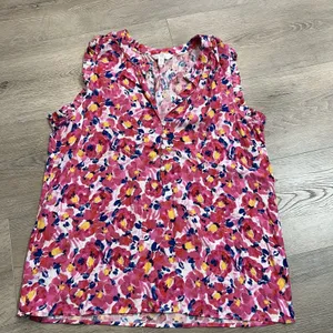 Time and Tru Pink‎ Floral Ruffle Tank Top Size S Small 4-6 Sleeveless thumbnail 1