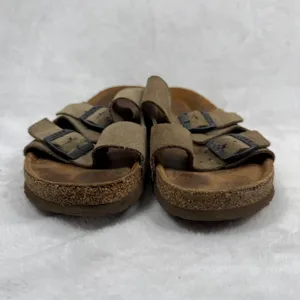 Naot Santa Barbara Suede Slide Sandals Taupe Tan Buckle Cork Footbed EU 39 US‎ 8 thumbnail 7