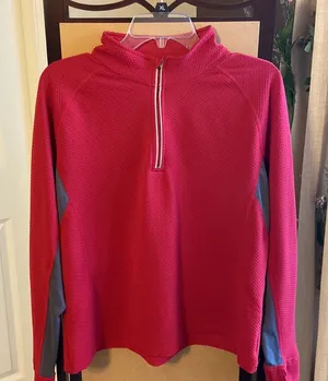 Champion  red/grey 3/4 quarter zip pullover XL thumbnail 1