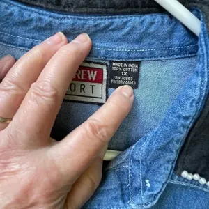 Andrew Sport size 1X boxy embroidered beaded velvet trim button down top. thumbnail 8