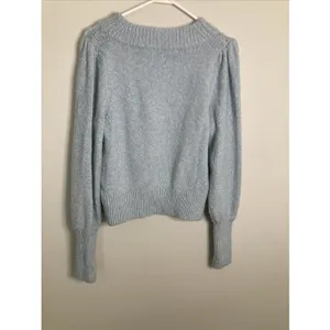 Maeve Anthropologie Sweater Womens M Light Blue Ribbed Collar Ribbed Cuffs thumbnail 10