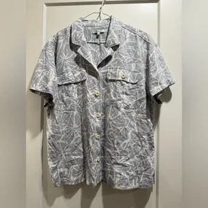 Madewell Linen-Blend Camp‎ Shirt in Abstract Flora Size Large thumbnail 3