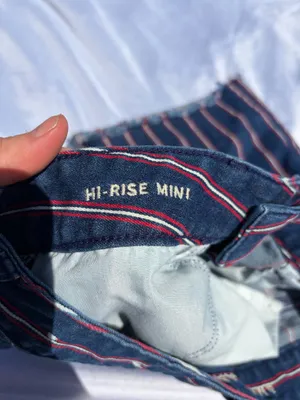American eagle stripped red and blue hi rise mini skirt thumbnail 6