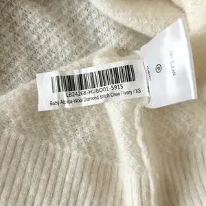 Quince Baby Alpaca Wool Diamond Stitch Crew Sweater Ivory Size XS thumbnail 5