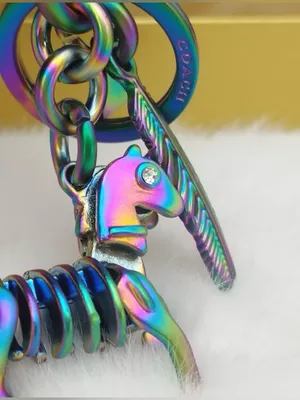 Coach, 3D, oil slick, Iridescent Unicorn, Keychain/fob RARE! thumbnail 8