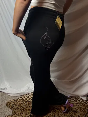 Iconic Y2K Baby Phat sweatpants in black with rhinestones thumbnail 3