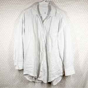 Aerie White Muslin Cotton Pool To Party Button‎ Down Top thumbnail 2