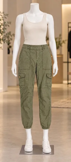 White House Black Market Womens The Jogger Cargo Pants Olive Green Size 2 thumbnail 1