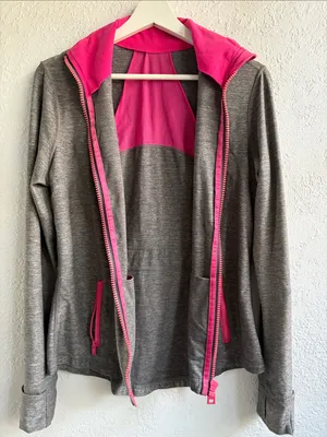 Lululemon Define Gray & Pink Active Zip-Up Jacket thumbnail 5