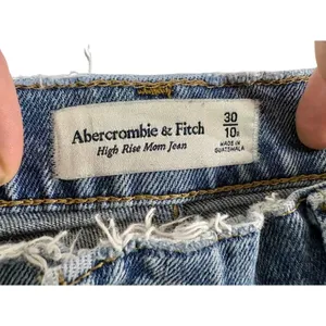 Abercrombie & Fitch High Rise Mom Jean Blue Denim Distressed Jeans Size 30 10 R thumbnail 3