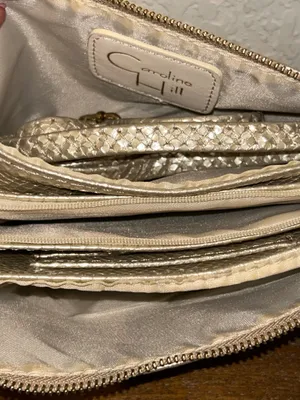 Caroline Hill Metallic Snake Skin Print 3 Zip Wristlet Crossbody Purse Bag Size OS thumbnail 3