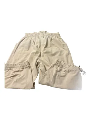 Erika Women's Size Small Linen Blend Elastic Waist Drawstring Capris Beige Beige/Tan thumbnail 2