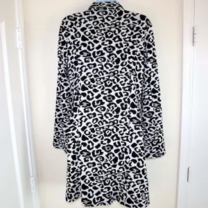 Andrew Marc‎ leopard print black and white longline open front cardigan size S thumbnail 3