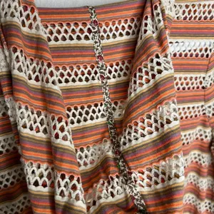 We The‎ Free Women's Striped Crochet V-Neck Top Festival Size S thumbnail 5