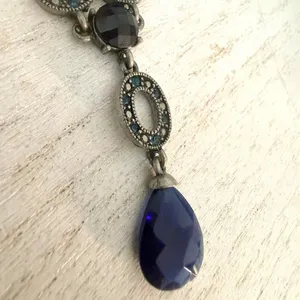 Vintage Avon NR Blue Crystal Rhinestone Y Drop Necklace thumbnail 8