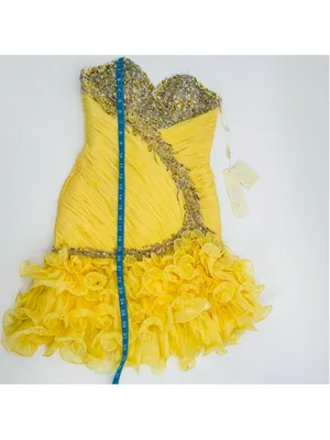 NWT Jasz Couture Strapless Beaded Cocktail Formal Short Dress Yellow Size 4 thumbnail 9