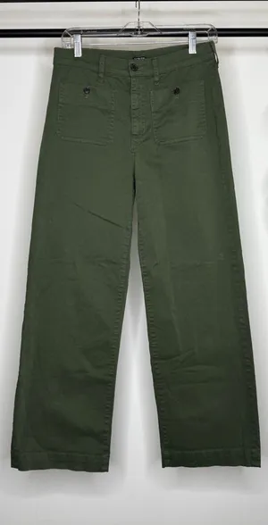 J. Crew Green Sailor Slim Wide Leg Chino Pant Cropped size 27T Tall Inseam BY638 thumbnail 1