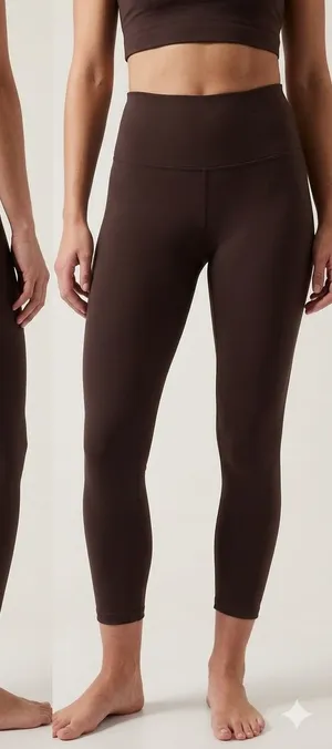 Athleta Transcend Mid Rise 7/8 Tight Athletic Yoga Running Brown Soft Large. thumbnail 1