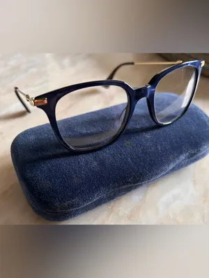 Gucci GG0110O 005 Women Blue Gold Rectangle Eyeglasses w/Case‎ Authentic thumbnail 13
