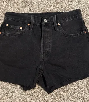 Levi's Black High-Waist Cutoff Denim Shorts thumbnail 1