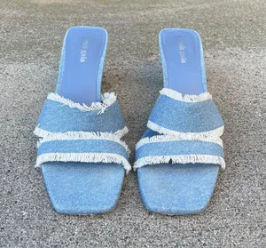 Fae denim fringe slides sandals size IT 39 US 9 thumbnail 4