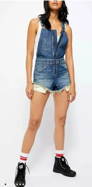 Free People Sunkissed Short Overalls, Sz 4 NWT thumbnail 1