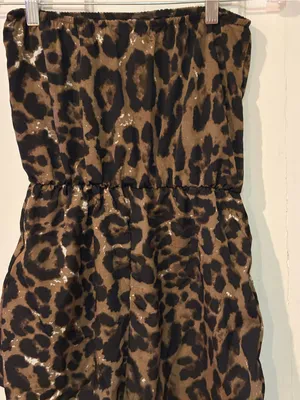 Leopard Print Strapless Women’s Shorts Romper thumbnail 2