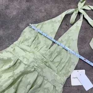 Charmed Hearts green jacquard floral halter romper thumbnail 2