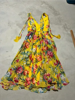 Lulus NWT tropic wonder yellow Floral Tie-Shoulder Midi Dress small thumbnail 8