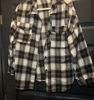 Plaid Flannel Shirt in Brown and Cream thumbnail 1