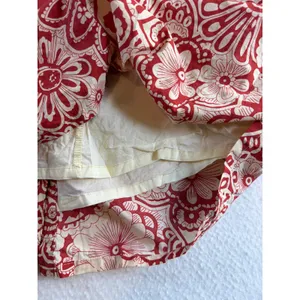 Anthropologie Blue Tassel Red Paisley Floral Strapless Tie Front Mini Dress L thumbnail 9