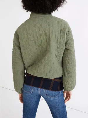 Madewell Diamond Jacquard Half-Zip Pullover Top Faded Palm Green Jacket Large thumbnail 3